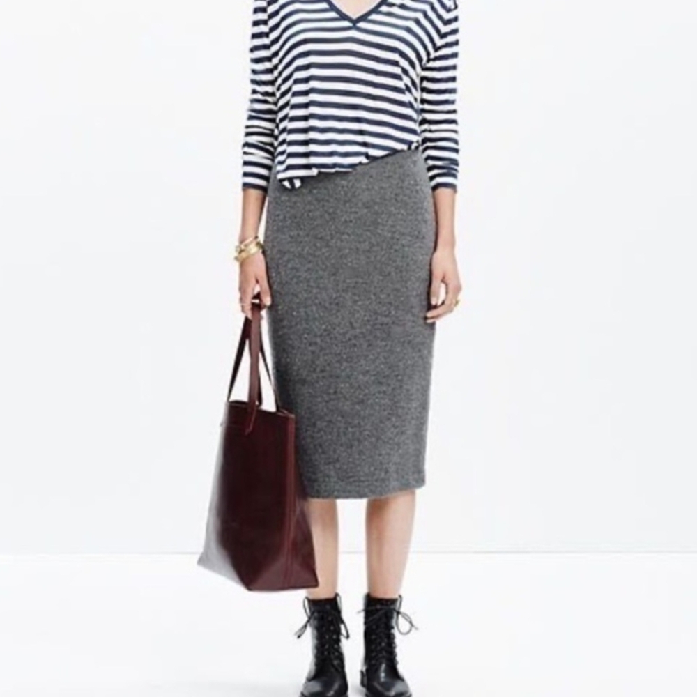 Madewell Gray Midi Pencil Skirt for Work